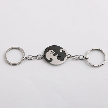 Yin and Yang Cat Pendant Keychain