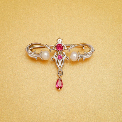 HANRESHE, Woman's Luxury Medical Womb, Inlaid Crystal Pearl Lapel Pin Gift For Gynecologic Professional