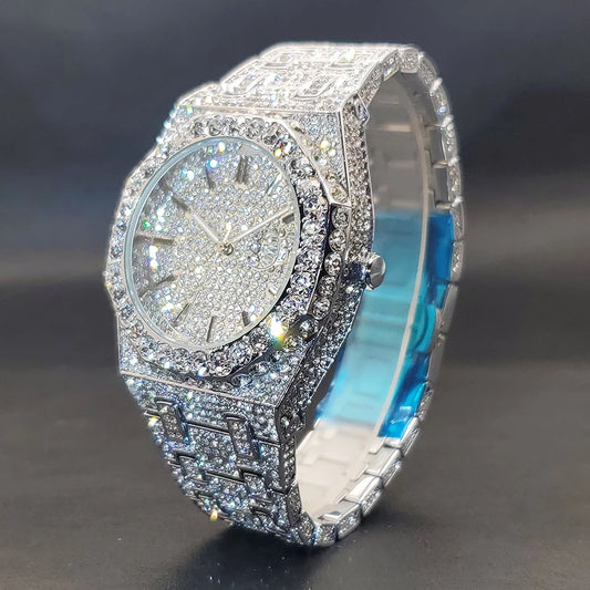 Octagonal Case Luxury Cubic Zirconia Men's Watch, By UNIGUET