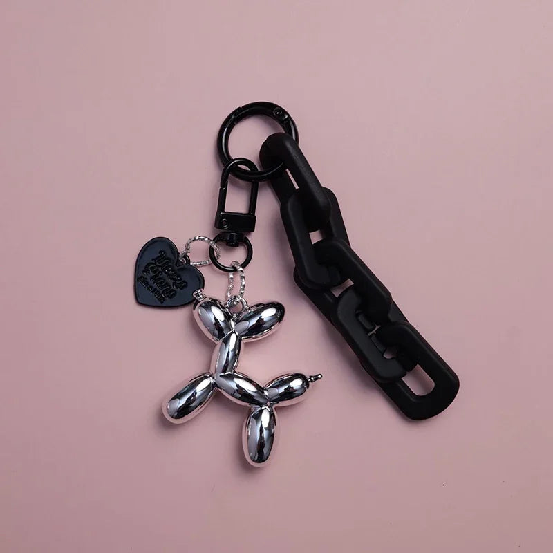 Cute, Cartoon Black Balloon Dog Keychain for Girls