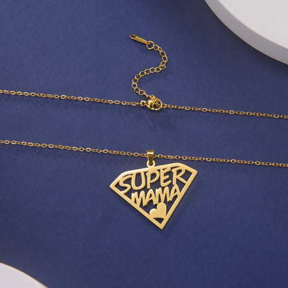 Cazador'S, "Super Papa/Mama", Stainless Steel Pendant Necklace for Men & Woman