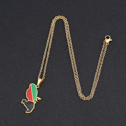 European and American Stainless Steel, French Martinique, Drop Oil Map Pendant Necklace, Designed By ZMZMKM