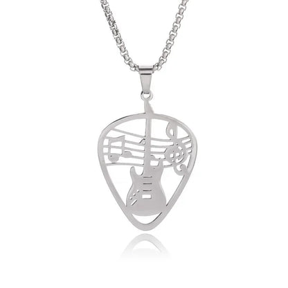 Stainless Steel, Electric Guitar Pick Necklace for Men and Women…Jewelry For Music Lovers
