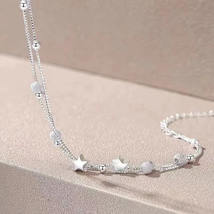 Luxury, 925 Sterling Silver, Star Beaded Bracelet for Women… Original Designer, Double Layered, Adjustable, Party Jewelry