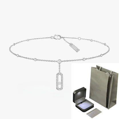 .925 silver, single diamond ankle bracelet; Fashion classic jewelry;  European and American style sexy jewelry gift