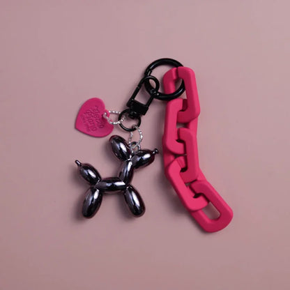 Cute, Cartoon Black Balloon Dog Keychain for Girls