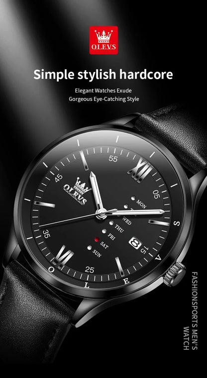 New, Waterproof Luminous, Automatic Date,  Quartz Wristwatch For Men, By OLEVS