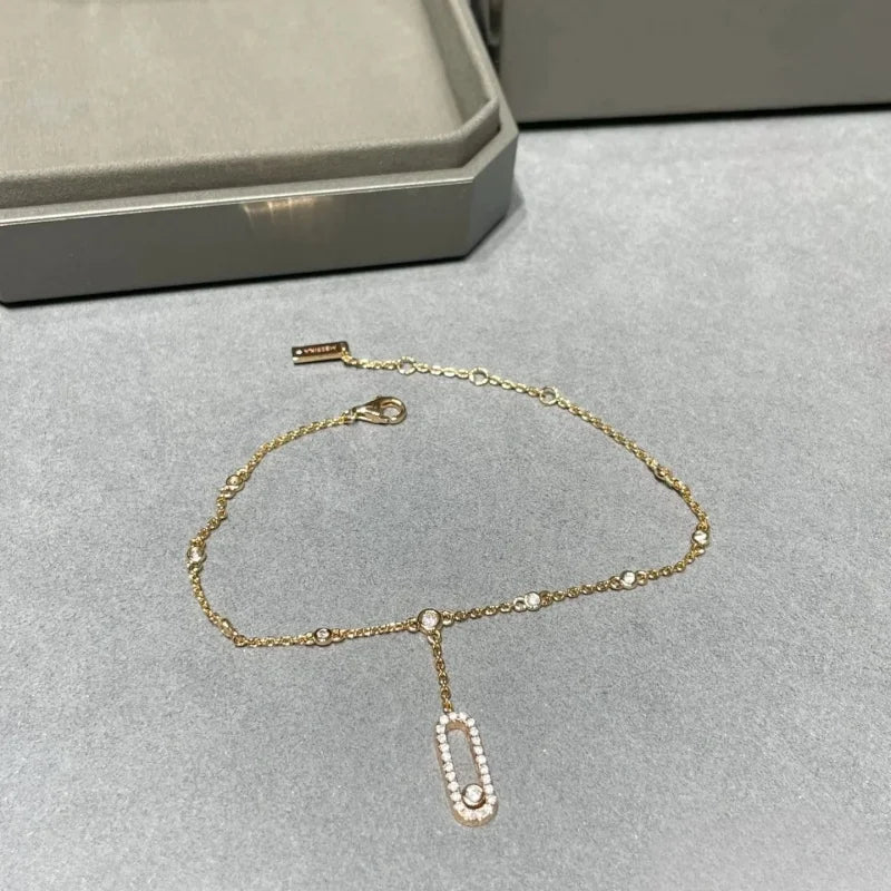 .925 silver, single diamond ankle bracelet; Fashion classic jewelry;  European and American style sexy jewelry gift