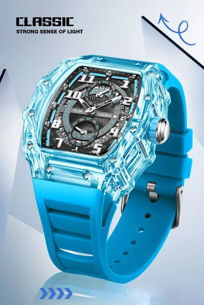 Unique, Blue, Fashion, Men's Waterproof, Outdoor, Sports, Military Watch For Men,
