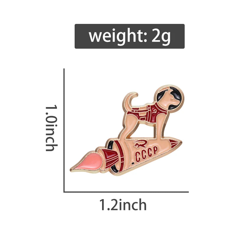Custom, Astronaut Space Rocket, Dog Enamel Lapel Badge