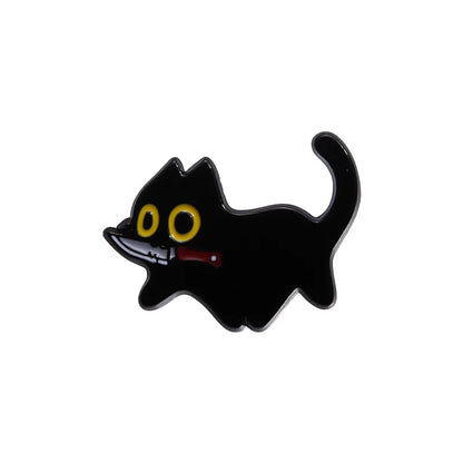 Cute Tiny Black Cat Enamel Pin Brooch