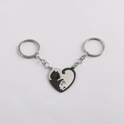 Yin and Yang Cat Pendant Keychain