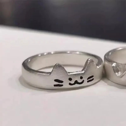 2Pc Cute, Stainless Steel,  Cat With Dog, Companion Animal Couple Ring...Hypoallergenic