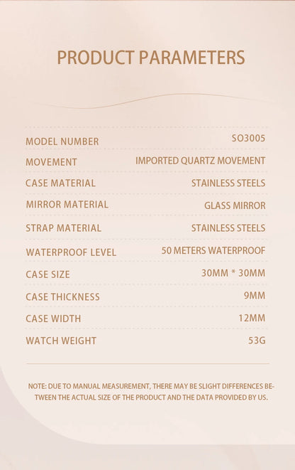 SAPPHERO’S, Women's Fashion, Versatile, Stainless Steel, Fashion versatile, Light luxury, Ultra-Thin Watch
