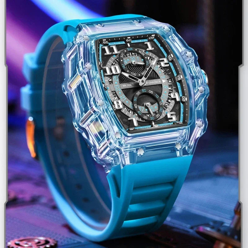 Unique, Blue, Fashion, Men's Waterproof, Outdoor, Sports, Military Watch For Men,
