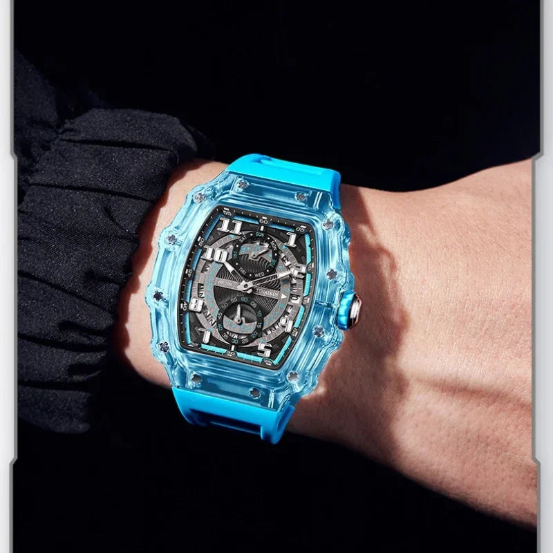 Unique, Blue, Fashion, Men's Waterproof, Outdoor, Sports, Military Watch For Men,