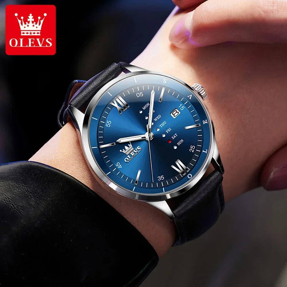 New, Waterproof Luminous, Automatic Date,  Quartz Wristwatch For Men, By OLEVS