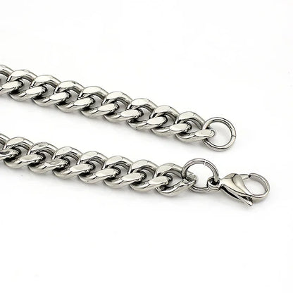Stainless Steel Cuban Chain Necklace, Military Jewelry, Thick Clavicle Chain Necklaces for Women & Men, By MUJER