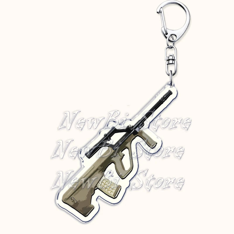 Creative Military Weapon Keychains, P90 AWM Sniper Rifle, MP7, M249,S686,M24m, Gun Keyrings...Great Gamer Gifts