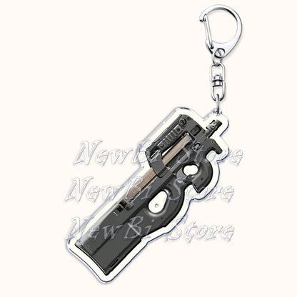 Creative Military Weapon Keychains, P90 AWM Sniper Rifle, MP7, M249,S686,M24m, Gun Keyrings...Great Gamer Gifts