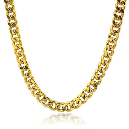 Stainless Steel Cuban Chain Necklace, Military Jewelry, Thick Clavicle Chain Necklaces for Women & Men, By MUJER
