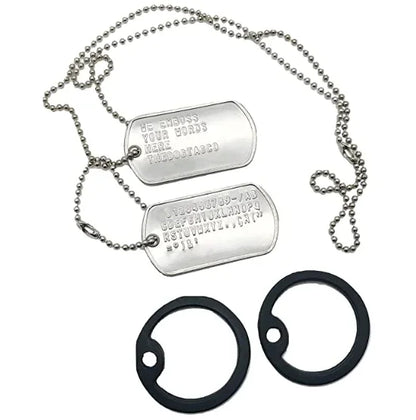 Stainless Steel Dog Tag, Military Set of 2 Personalized Necklaces, Army Style with Ball Chain Silencers, Custom Made Necklaces