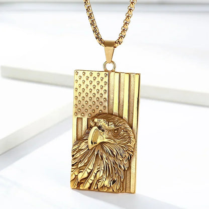 Starry Stripe Flag, US Stainless Steel Military Tag Necklace,  For Men