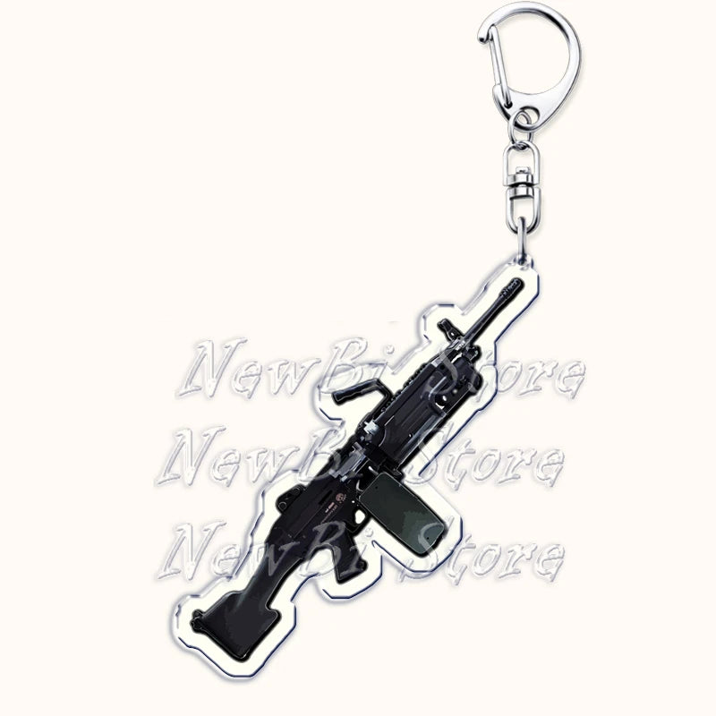 Creative Military Weapon Keychains, P90 AWM Sniper Rifle, MP7, M249,S686,M24m, Gun Keyrings...Great Gamer Gifts